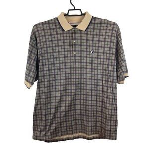 Slazenger Mens Large Plaid Check Short Sleeve Golf Polo Shirt